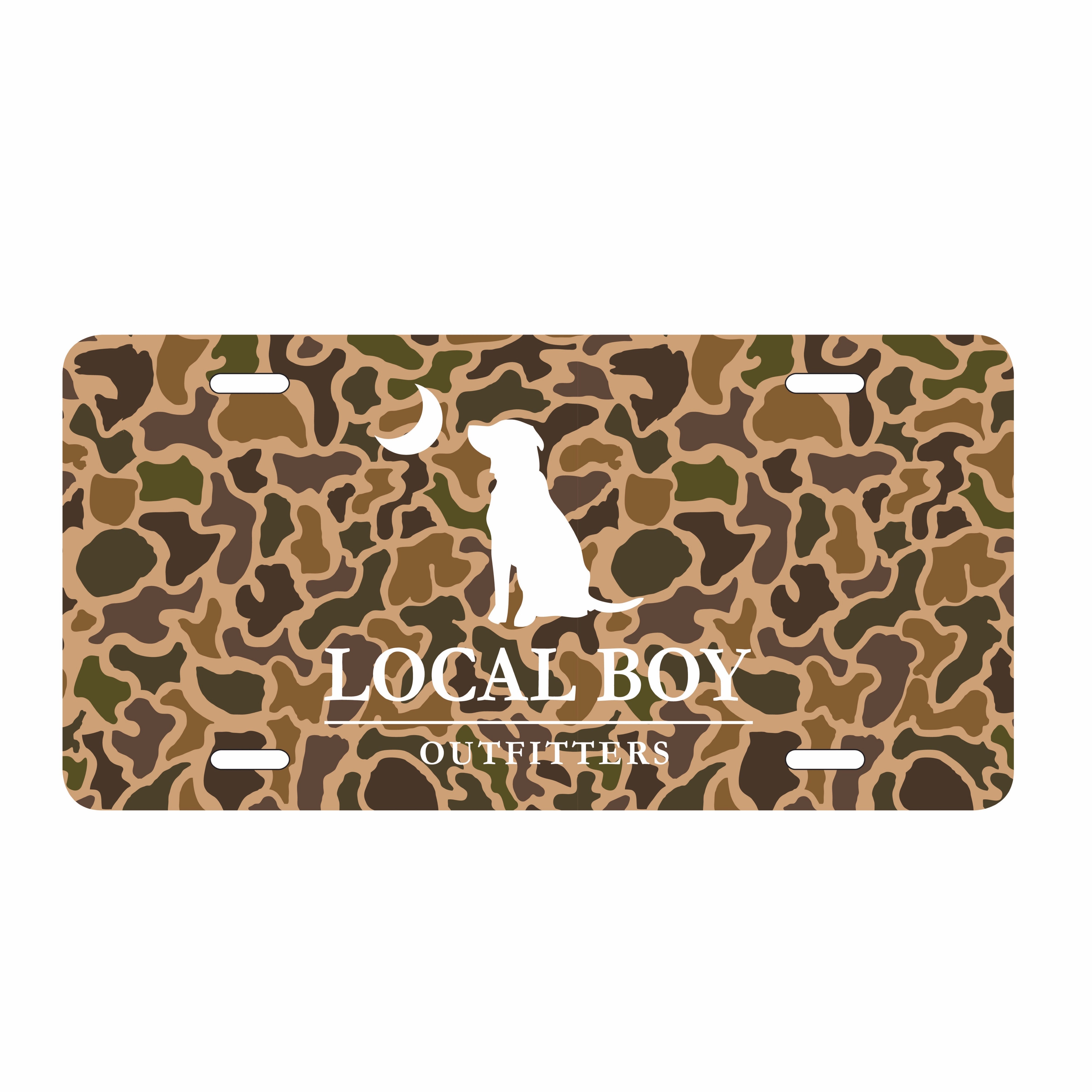 Dog & Moon License Plate - Old School Camo