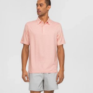 Heather Madison Stripe Polo - Flamingo