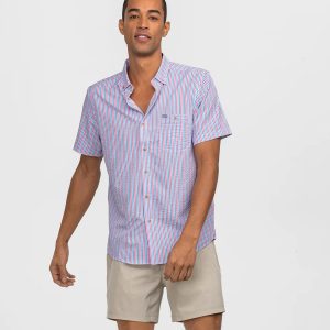 Clubhouse Seersucker Baja Shirt - Berry Tide