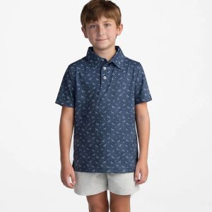 Youth Upland Unleashed Printed Polo - Midnight Navy