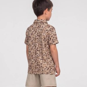 Youth Hunters Hideaway Printed Polo - Ember Brown