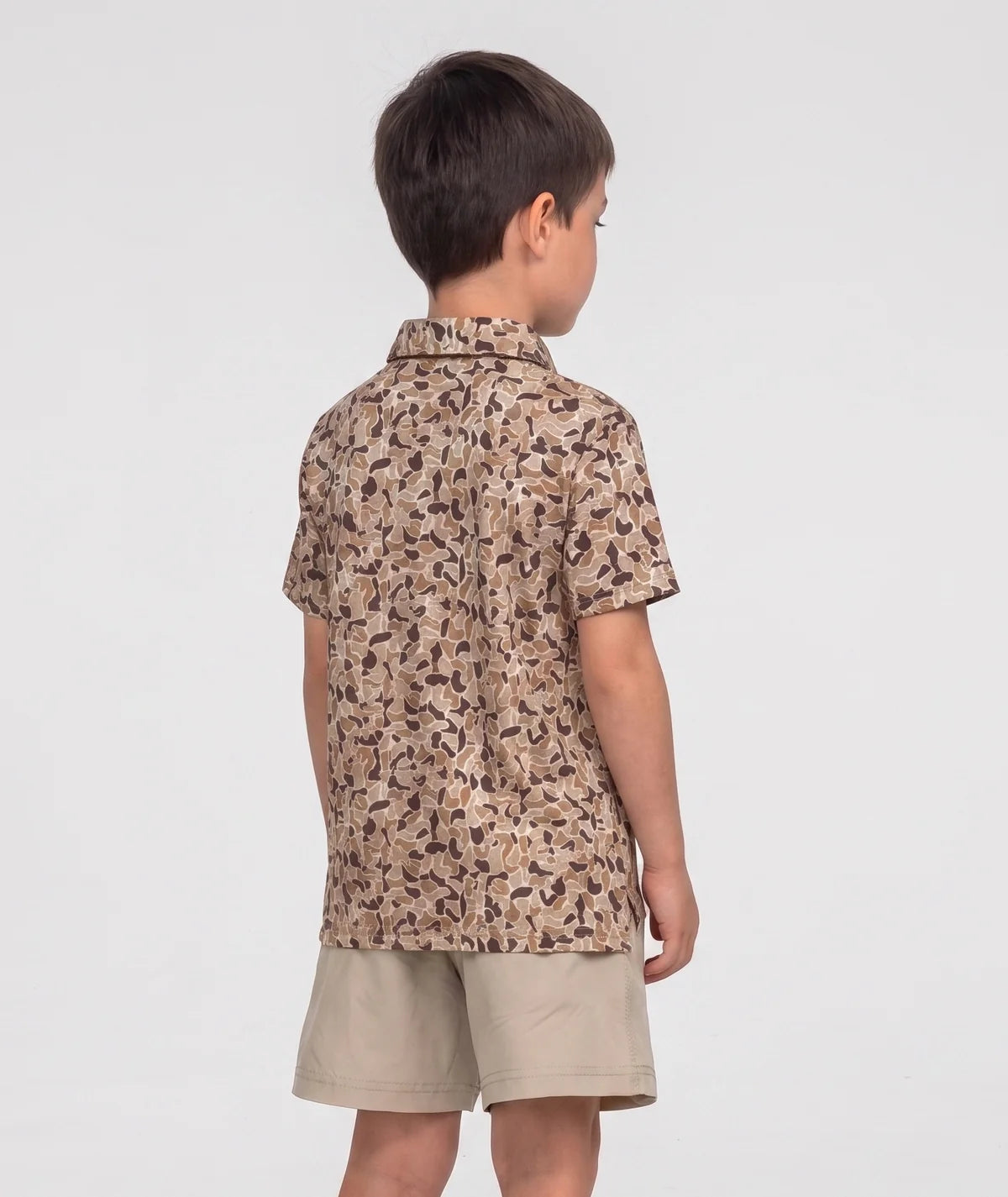 Youth Hunters Hideaway Printed Polo - Ember Brown