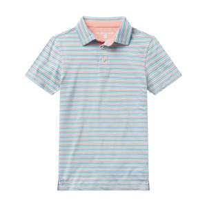 Boys Grant Striped Polo - Island Coral