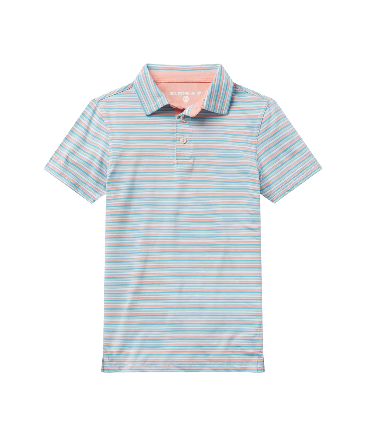 Boys Grant Striped Polo - Island Coral