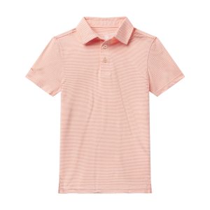 Boys Heather Madison Stripe Polo - Flamingo