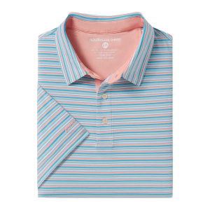 Grant Stripe Polo - Island Coral