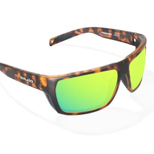 Palometa Matte Brown Tortoise with Green Mirror Glass Lenses