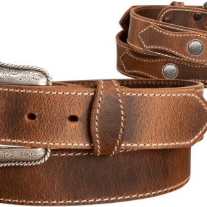 Spencer - 1.5" Distressed Western Belt w/ Scallop: Distressed Brown