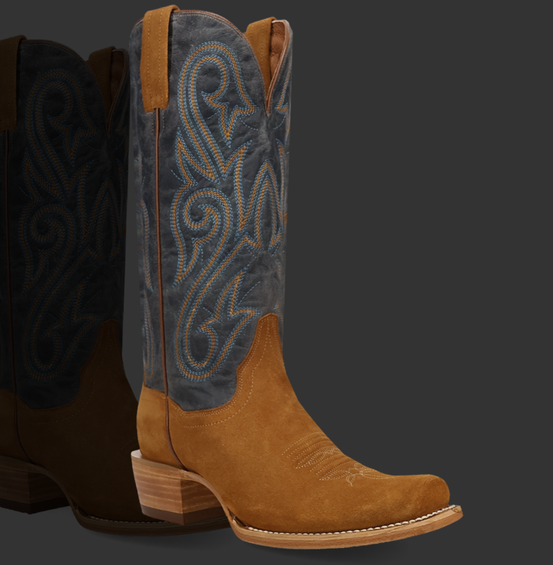 LANESSA LEATHER BOOT - TAN/BLUE