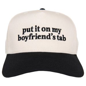 Put It On My Boyfriend's Tab Two-Toned Vintage Hat- Black