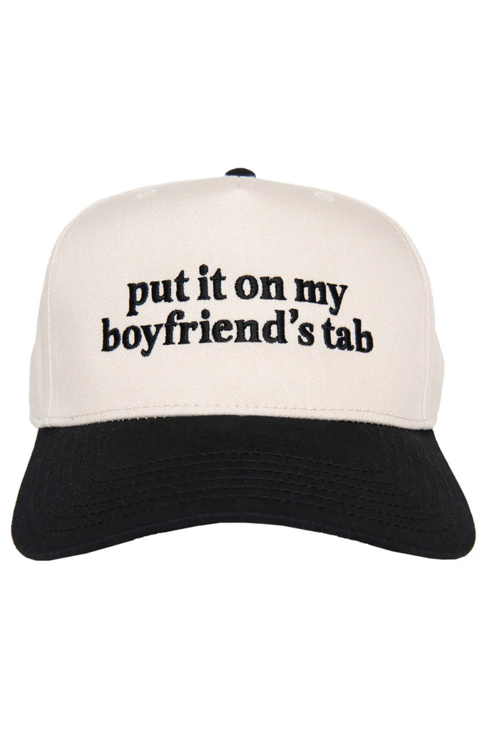 Put It On My Boyfriend's Tab Two-Toned Vintage Hat- Black