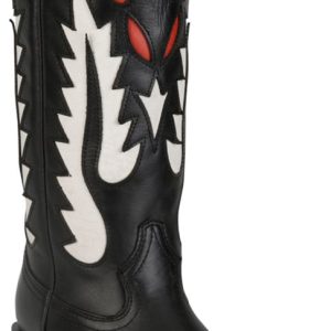 Justin Boots Women's Faye Black Cowhide Boots with White Inlay Design