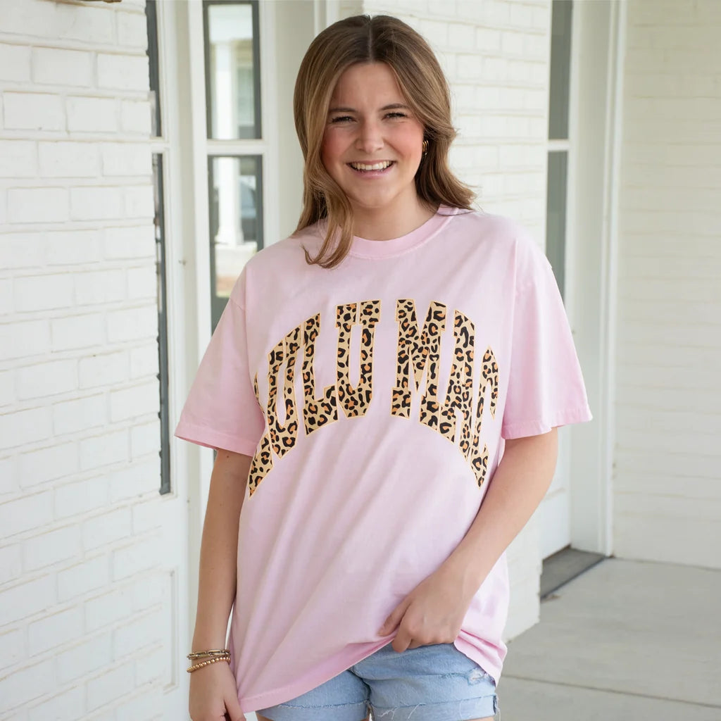 Leopard Comfort Colors Tee -Blossom