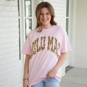 Leopard Logo Tee - Light Pink