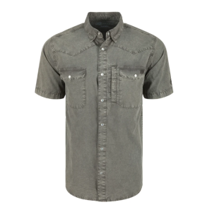 Cinco Ranch Western Acid Wash Solid Shirt SS - Castlerock Grey
