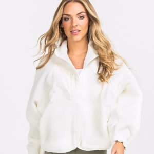 Retro Snap Fleece Jacket - Off White