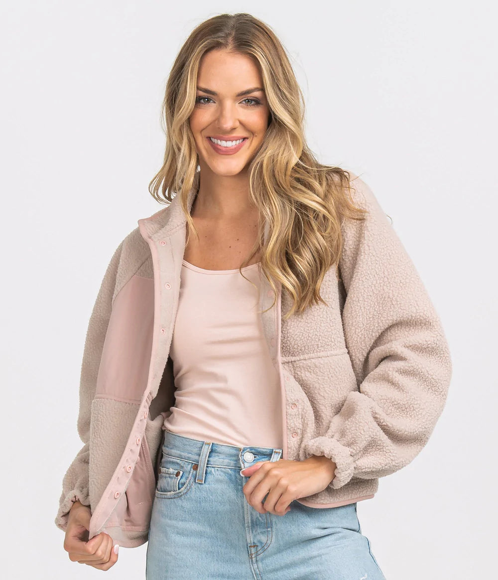 Retro Snap Fleece Jacket - Truffle
