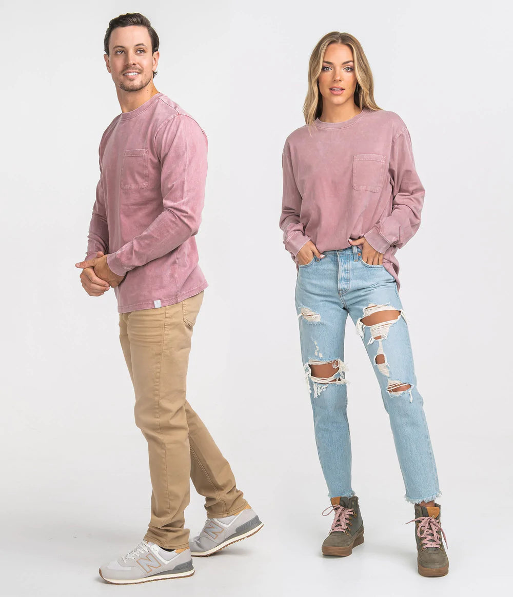 Washed Unitee L/S - Rosewood
