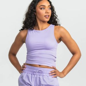 On a Boatneck Performance Tank - Purple Rose