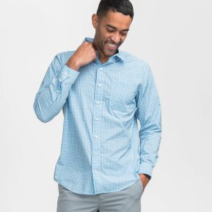 Samford Check Button Down - Aquaverde