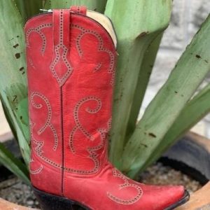 Corral Red Cowhide Cowgirl Boots - Snip Toe