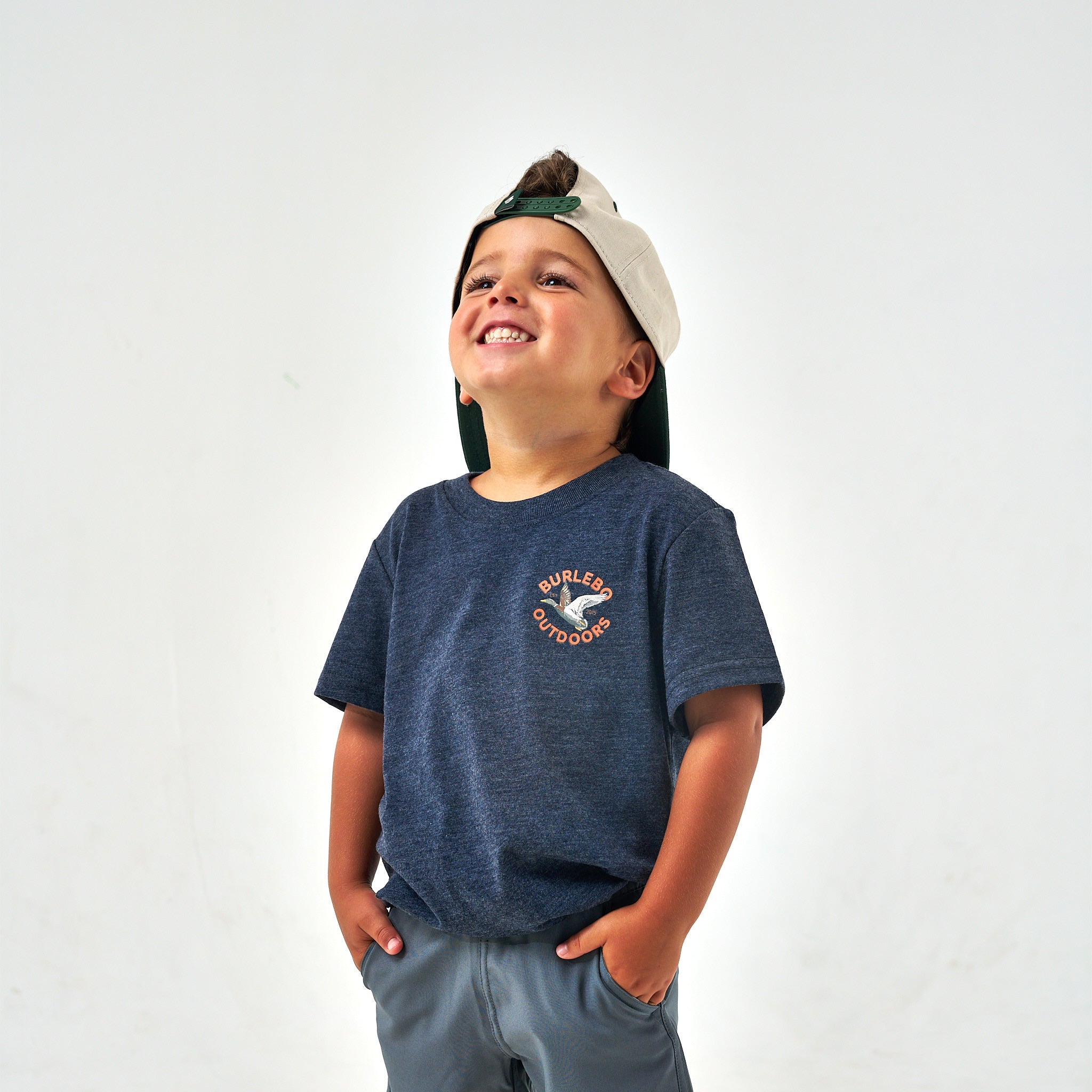 Youth Tee - Old School Duck Hunt - Heather Navy - Image 2