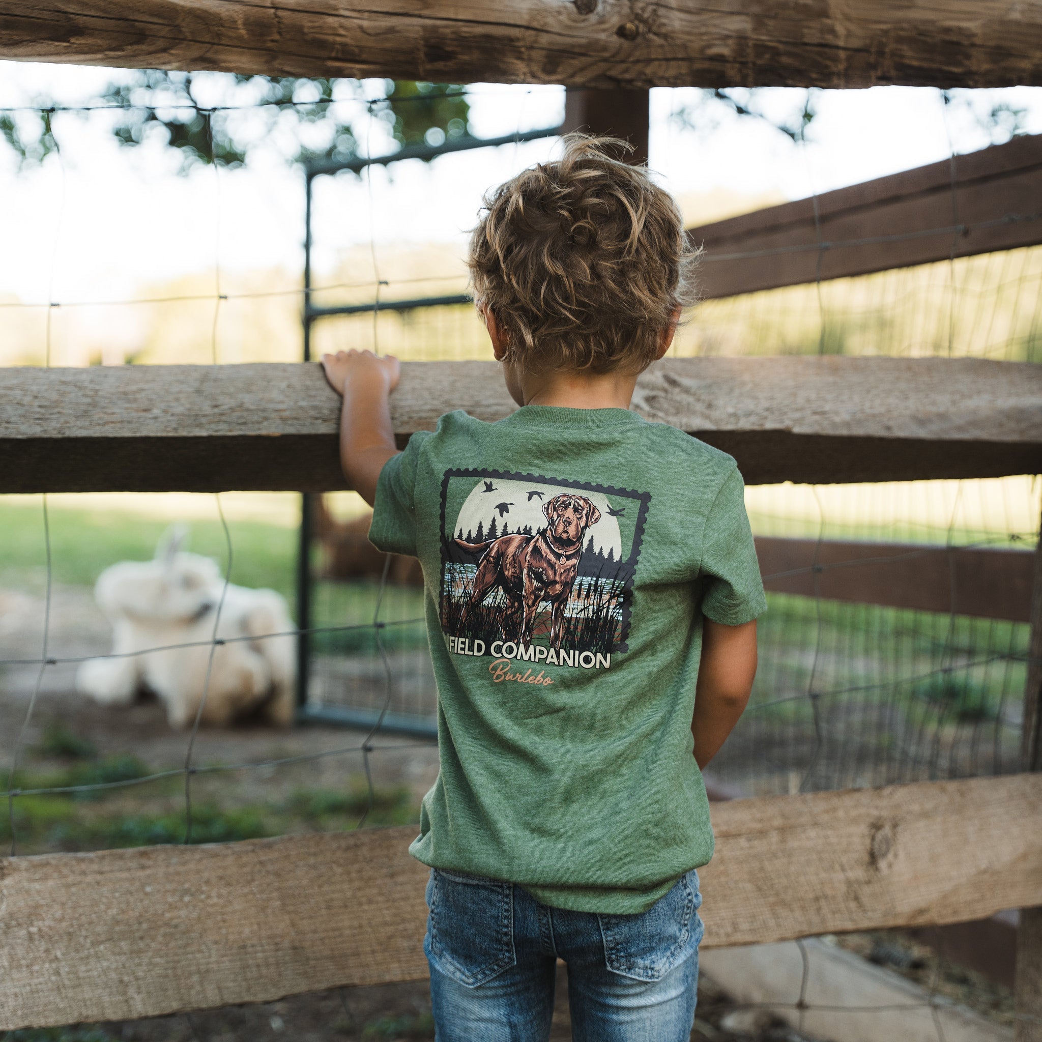 Youth Tee - Duck Dog Stamp - Heather Olive - Image 4