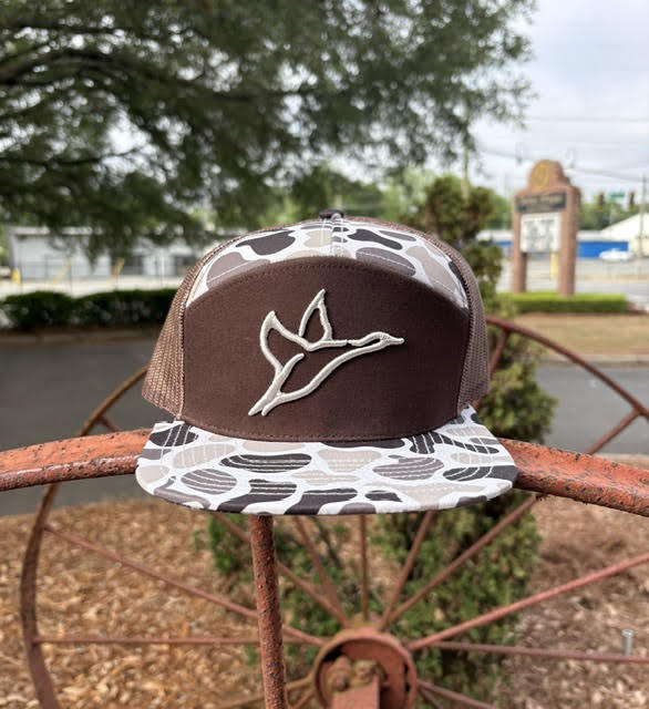 7 Panel Duck Camo & Brown Hat