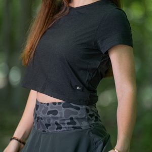 Women's Crop Tee - Heather Black Oyster