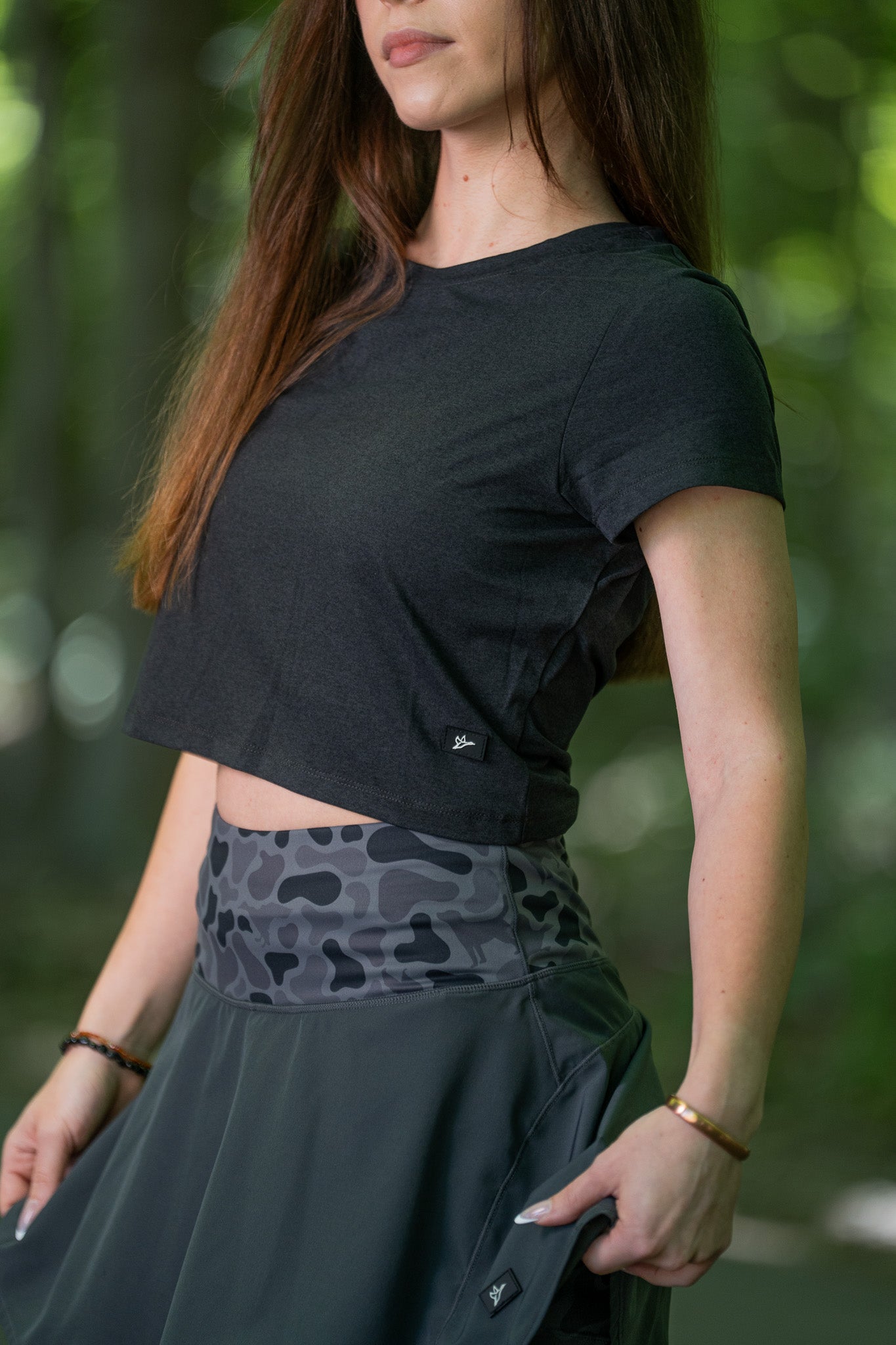 Women's Crop Tee - Heather Black Oyster