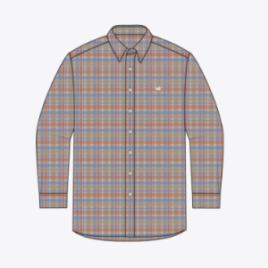 Franklin Plaid Performance Dress Shirt - Washed Slate/Burnt Orange