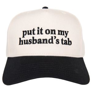 Put It On My Husband's Tab Two-Toned Vintage Hat- Black