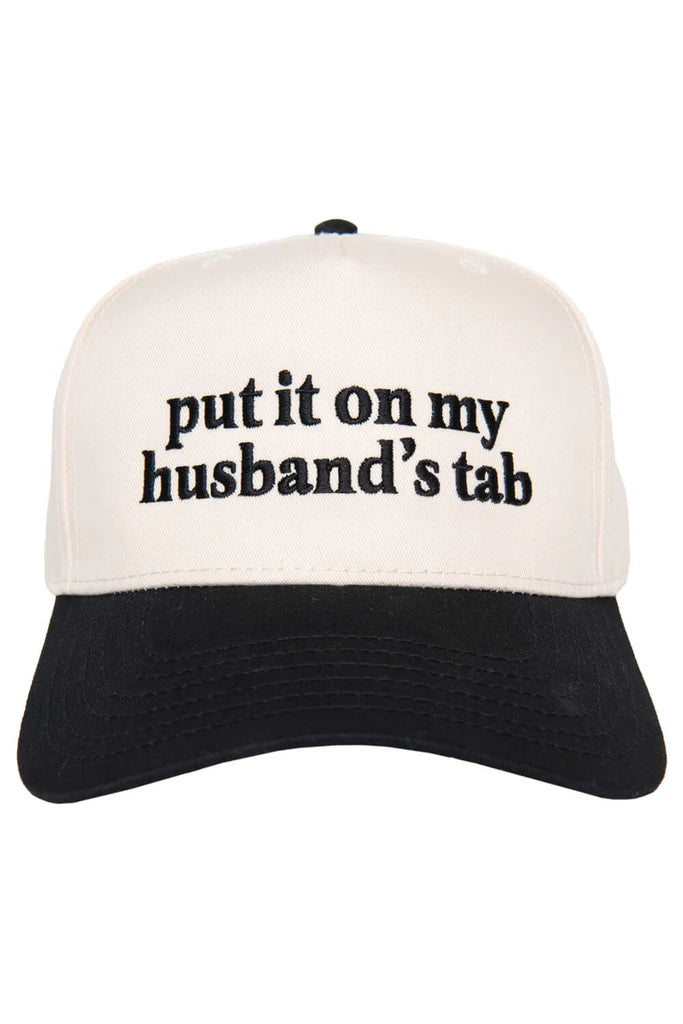Put It On My Husband's Tab Two-Toned Vintage Hat- Black